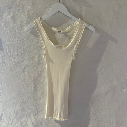 Uld & Silke Tank Rib Top, Ivory 3442