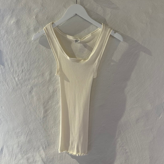 Uld & Silke Tank Rib Top, Ivory 3442