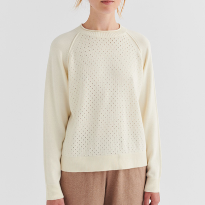 Pointelle Sweater, Ecru
