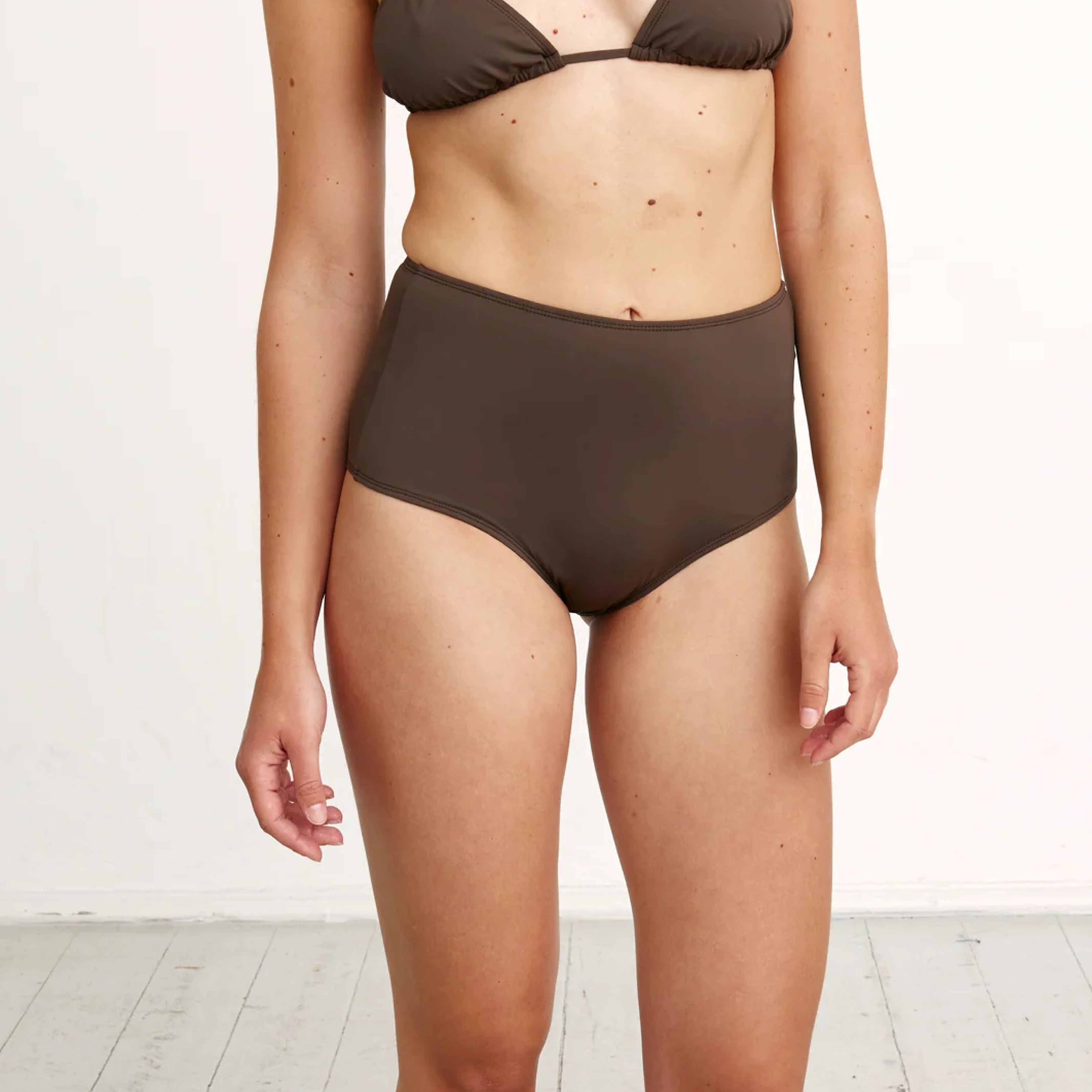 High Waist Bikini Underdel, Olmo/Chokolade