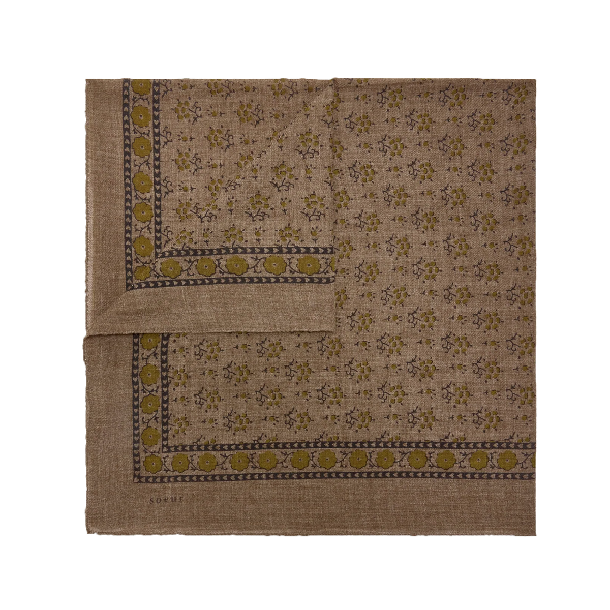 Foulard Uld Tørklæde, Taupe Chiné/Khaki