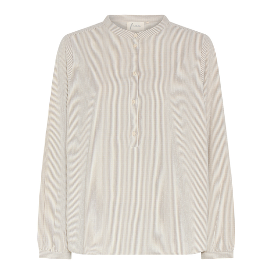 Madrid Skjorte, Tapioca Coffee Stripe