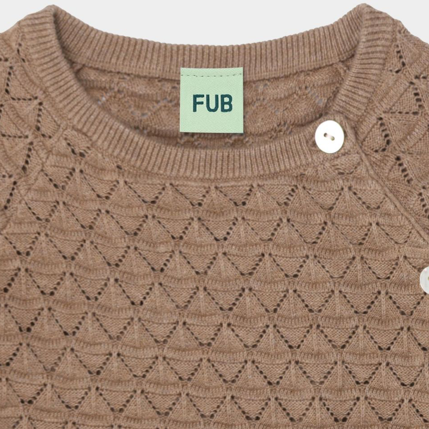 Baby Pointelle Cardigan, Camel Melange