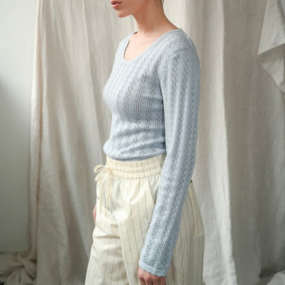 Nellie LS Blouse, Light Blue