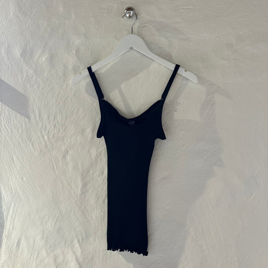 Uld & Silke Rib Top, Sort 3440