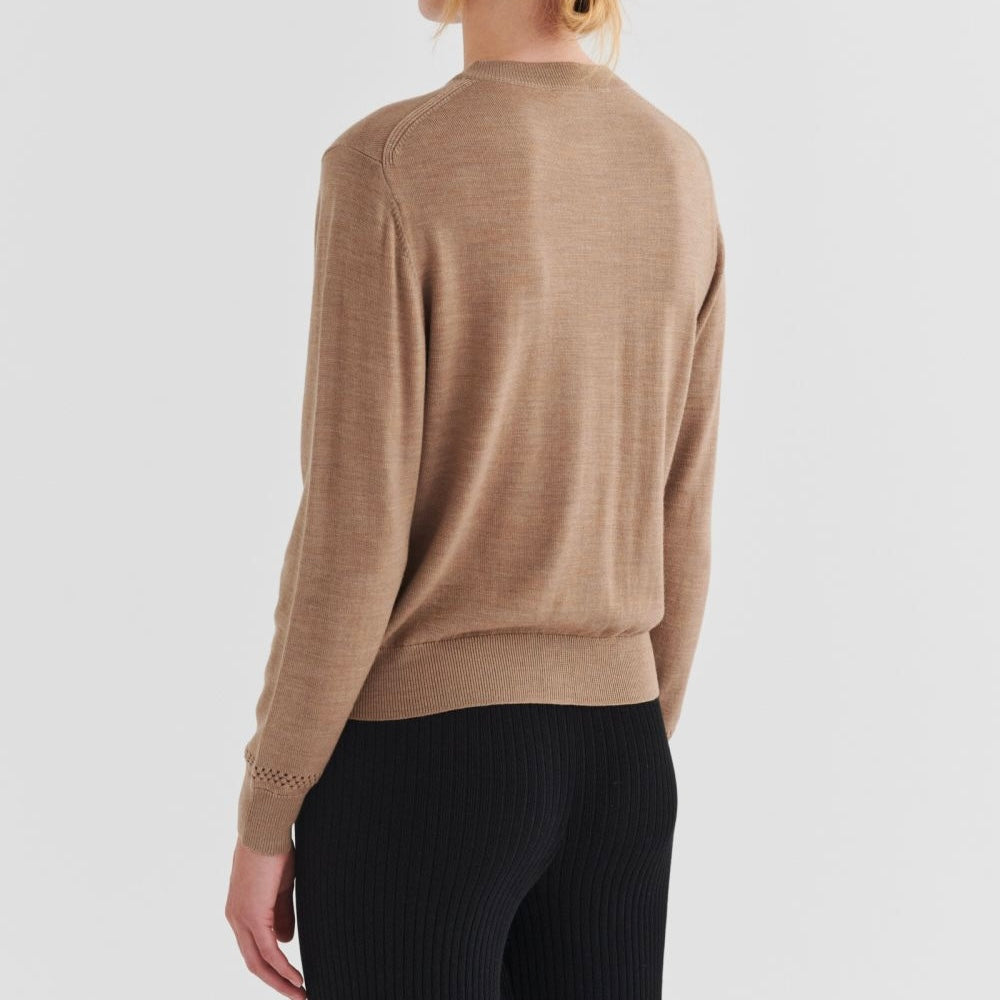 Wool Cardigan, Camel Melange