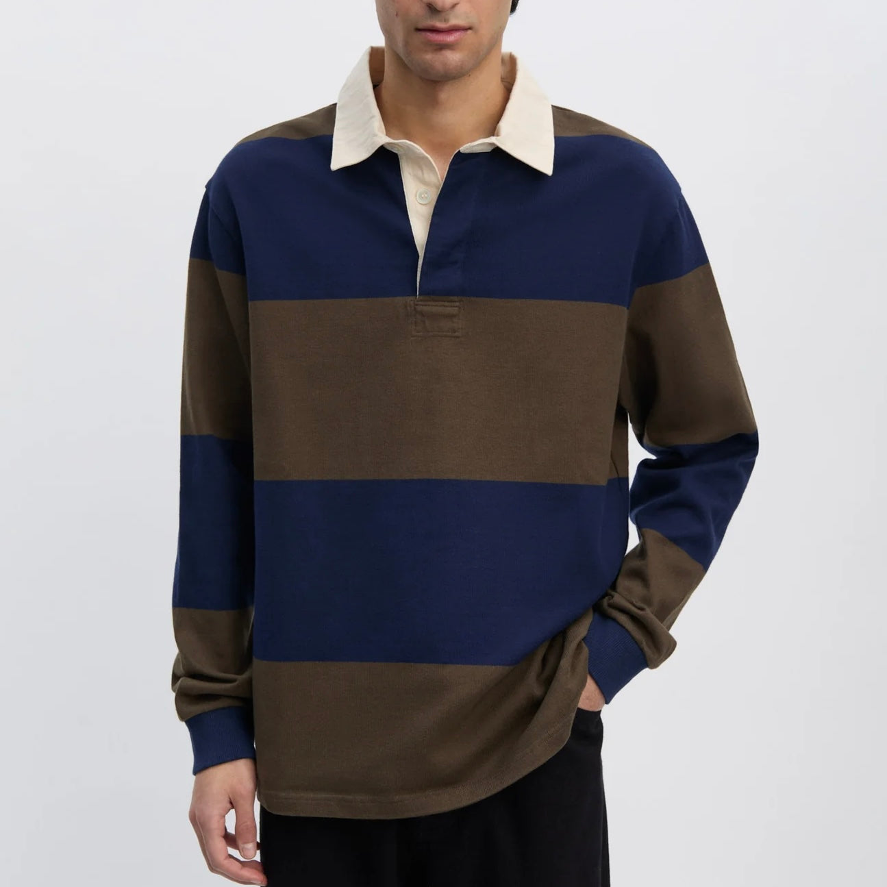 Another Rugby Polo 1.0, Navy Brown Stripe