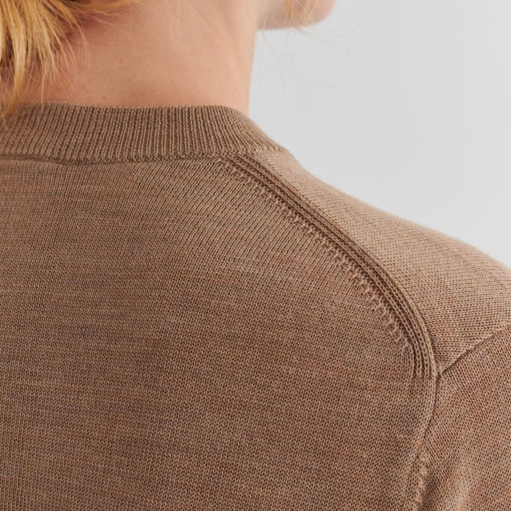 Wool Cardigan, Camel Melange