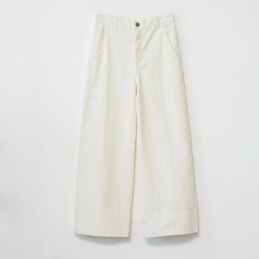 Hemp/Cotton Wide Leg Jeans, Ecru