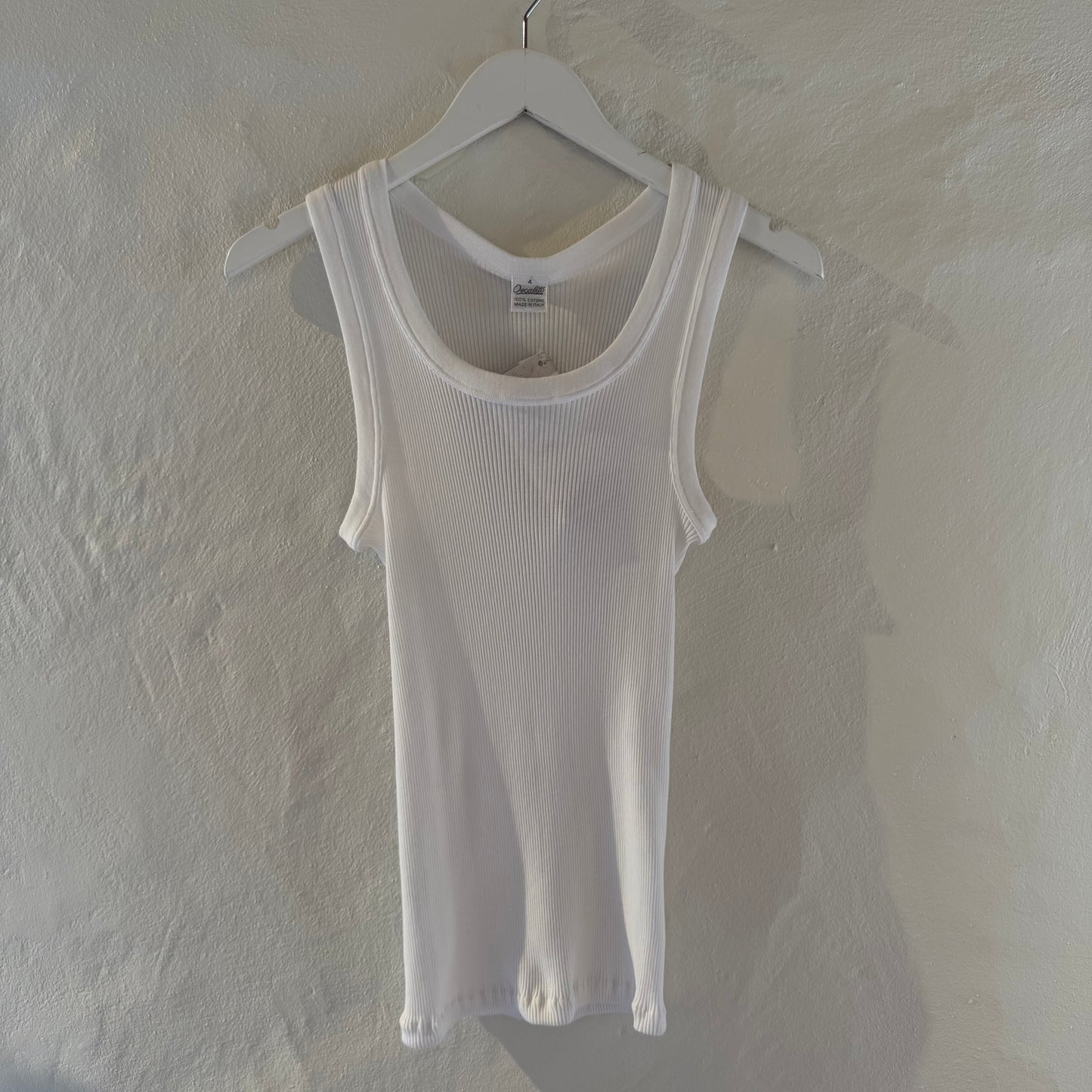 Bomuld Tank Rib Top, Hvid 7166