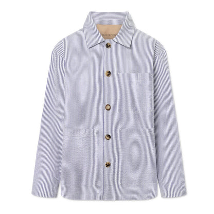 Cameron Heavy Seersucker Stripe, Faded Blue Stripe
