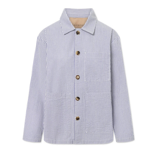 Cameron Heavy Seersucker Stripe, Faded Blue Stripe