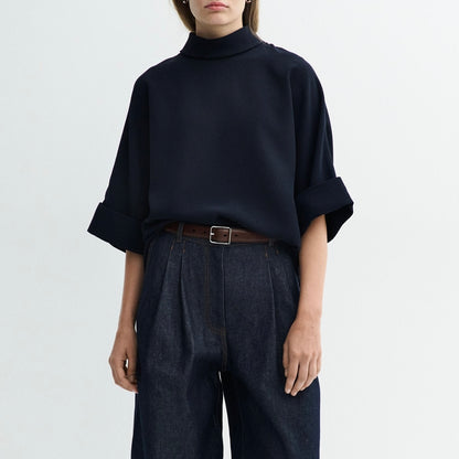Bailee Crepe Georgette Top, Navy