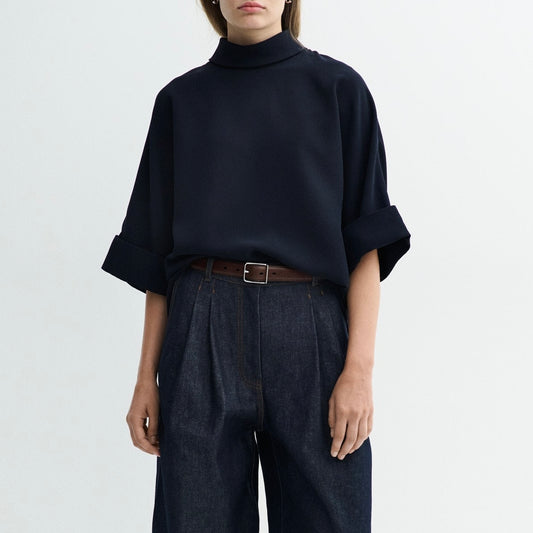 Bailee Crepe Georgette Top, Navy