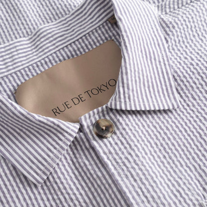 Cameron Heavy Seersucker Stripe, Faded Blue Stripe
