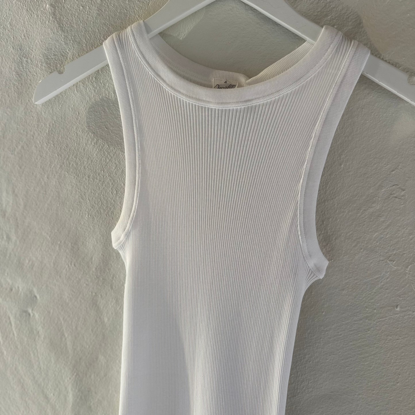 Bomuld Americana Rib Top, Hvid 7165