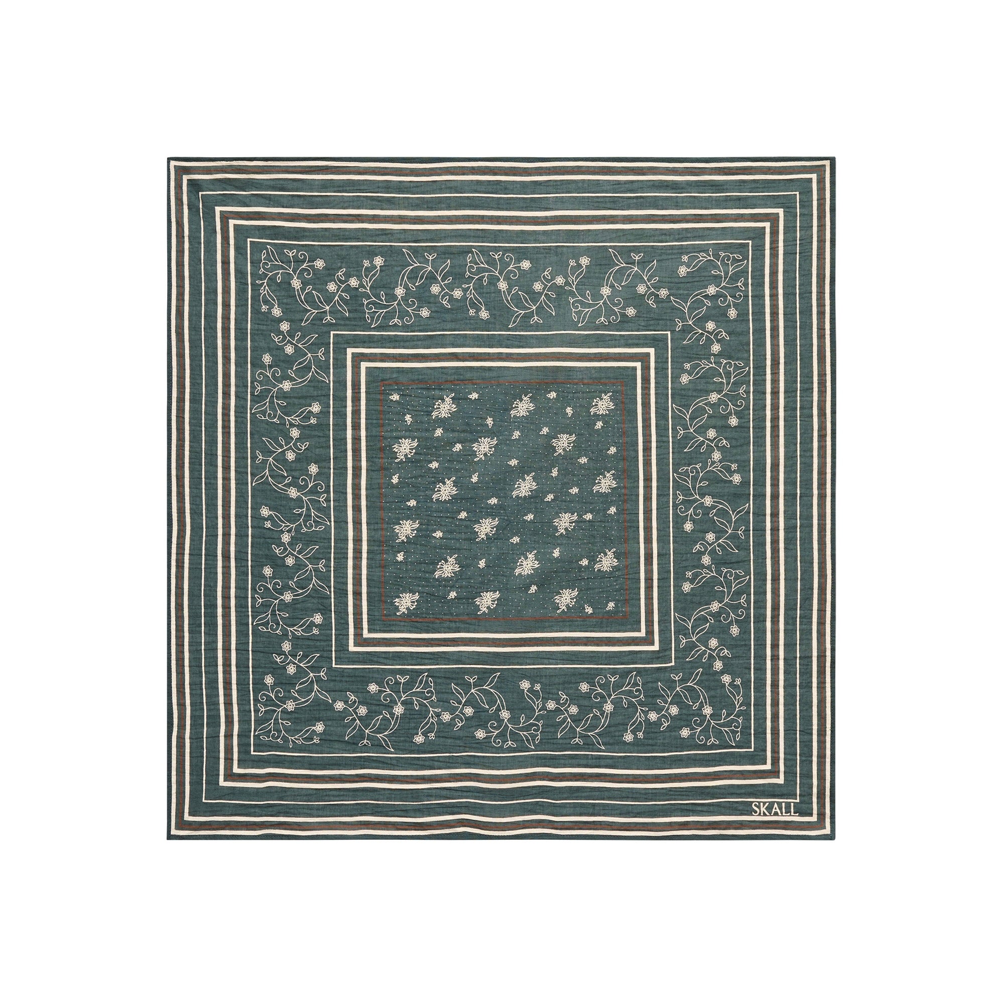 Skall Classic Scarf, Dark Green/Brown (55x55 cm)