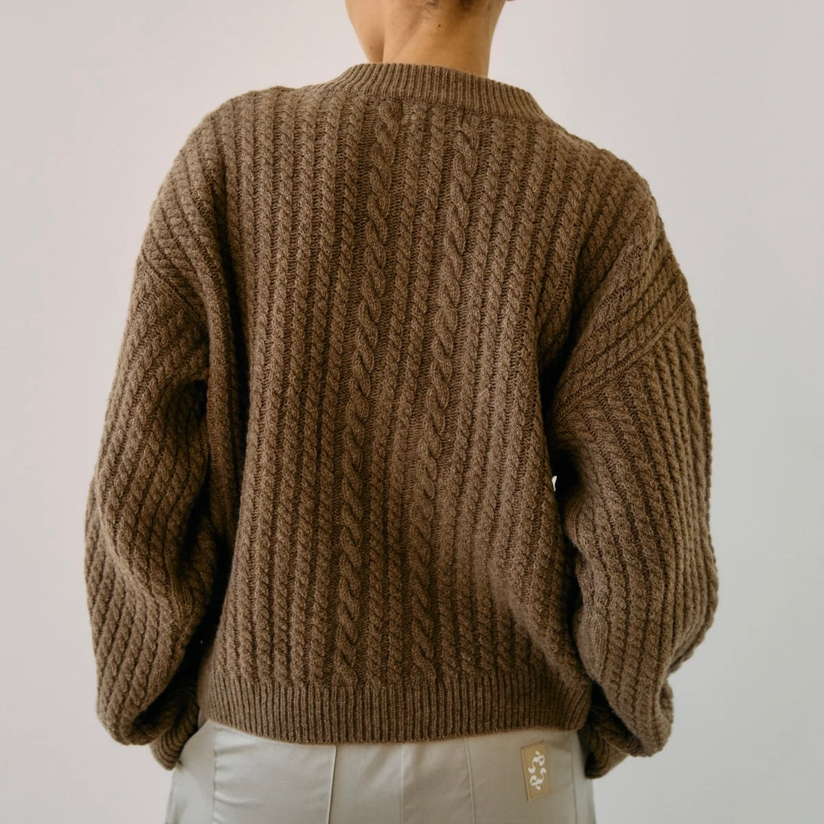 Gertrud Cable Sweater, Coffee Melange