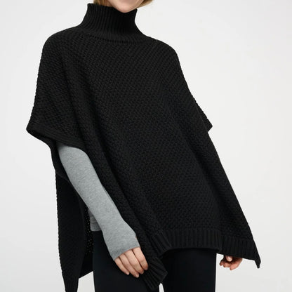 Tilia Knit Poncho, Black