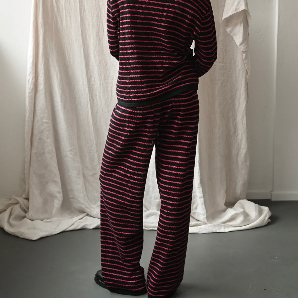 Nuria Knit Trousers, Black/Berry