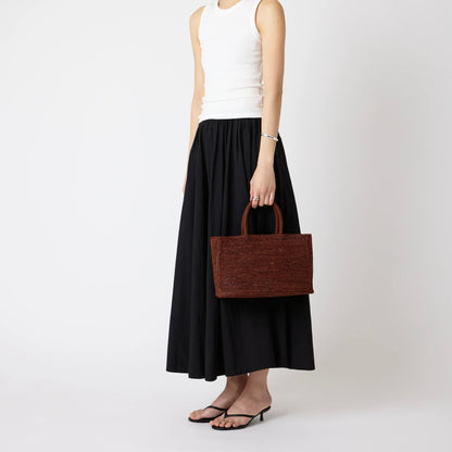 The Charlotte Raffia Bag Small, Chestnut Brown