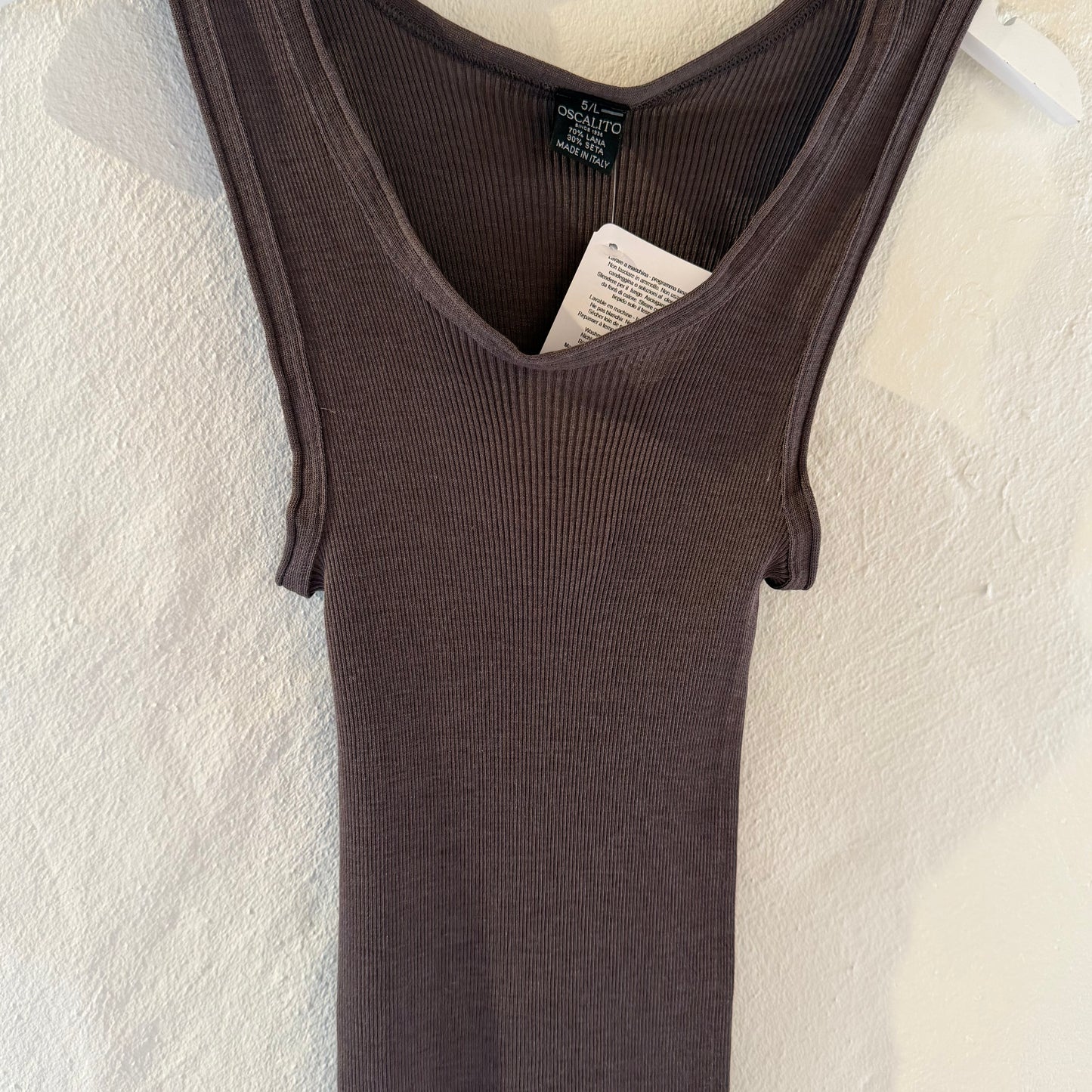 Uld & Silke Tank Rib Top, Taupe 3442