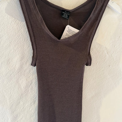 Uld & Silke Tank Rib Top, Taupe 3442