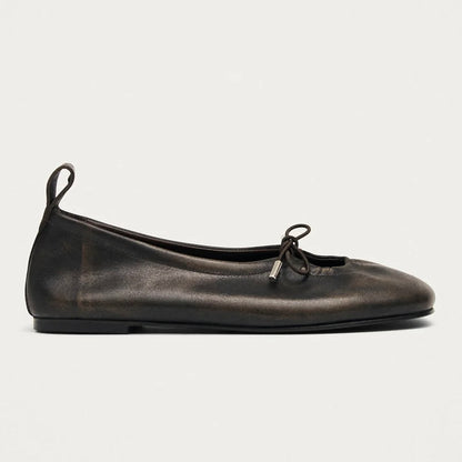 Rosalind Brushed Leather Ballet Flats, Brown