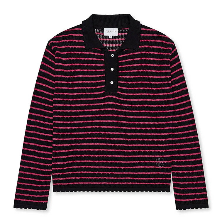 Nuria LS Polo, Black/Berry