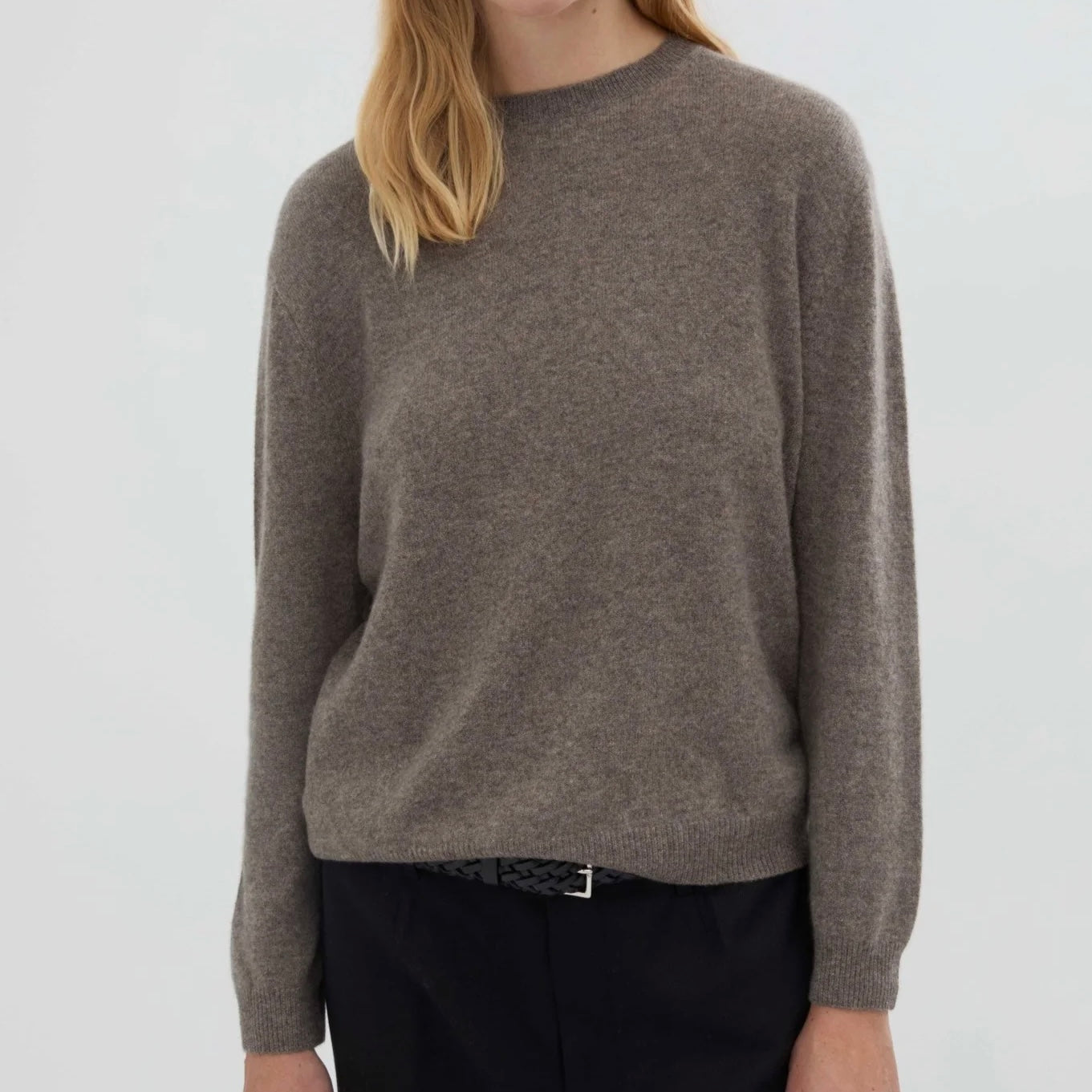 Women's Oversized Cashmere Roundneck, Truffle