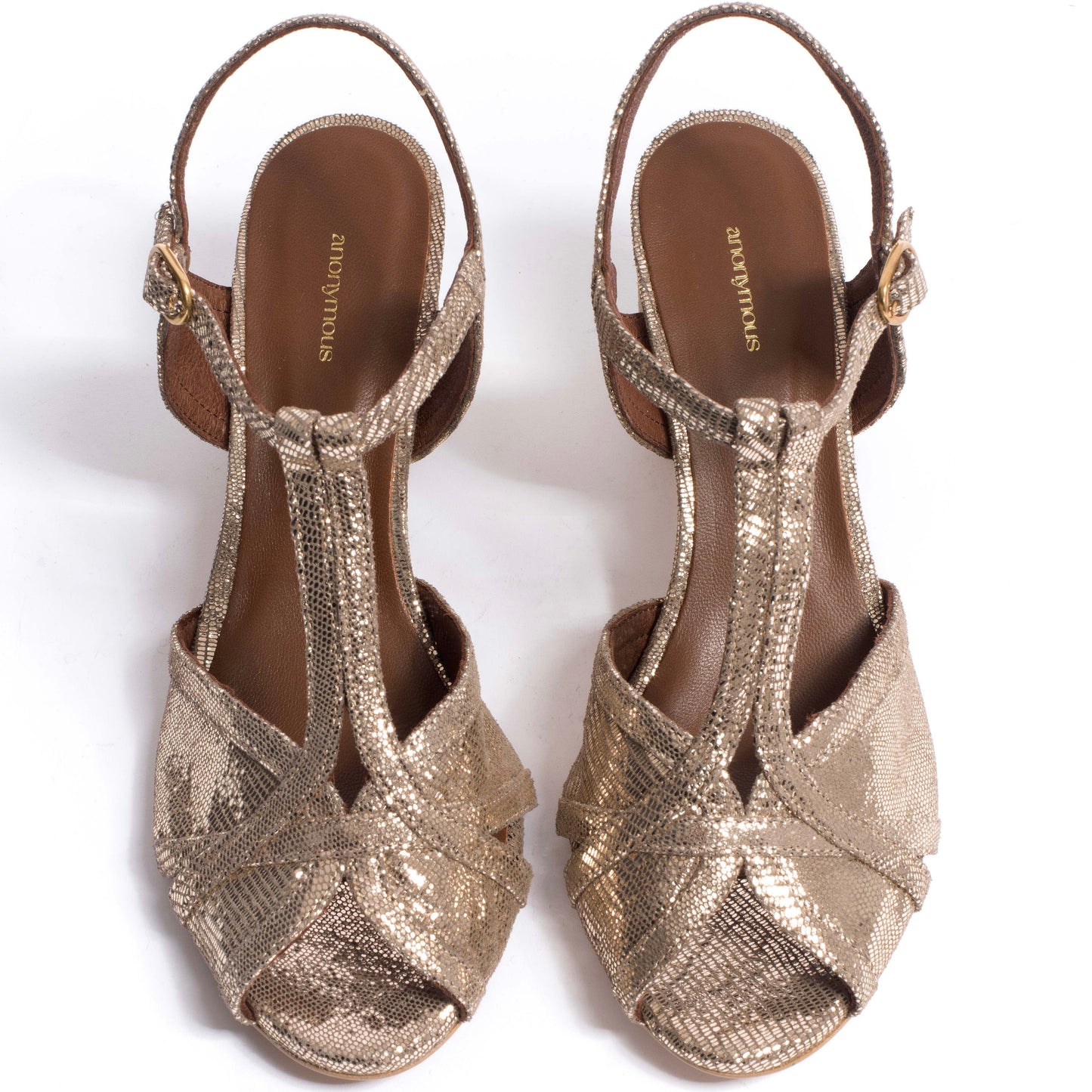 Therese 55 Stilet, Lizard Metallic Goat Champagne