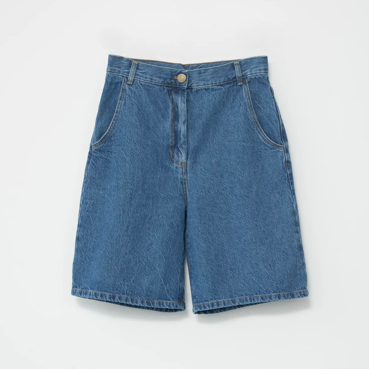 Hemp/Cotton Wide Leg Shorts, Washed Blue