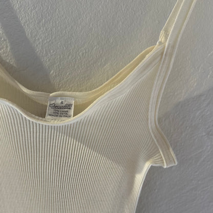 Uld & Silke Rib Top, Ivory 3440