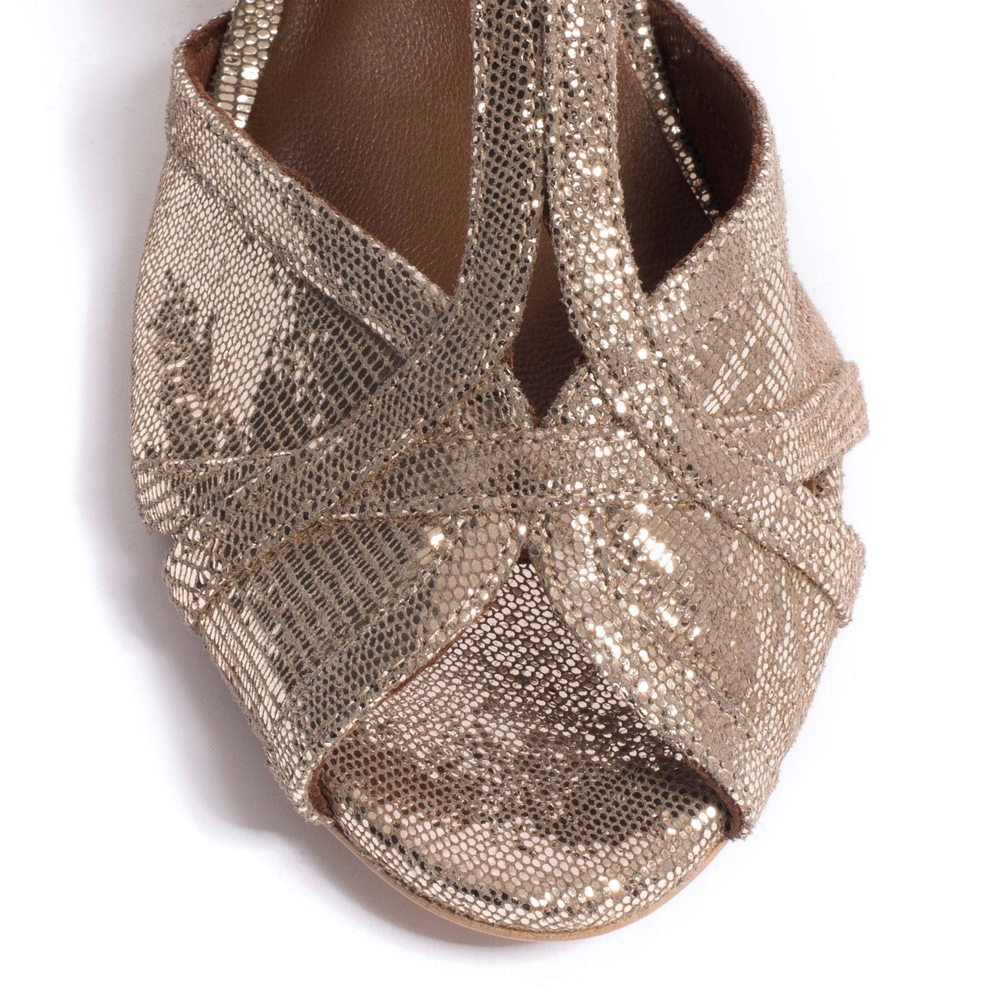 Therese 55 Stilet, Lizard Metallic Goat Champagne