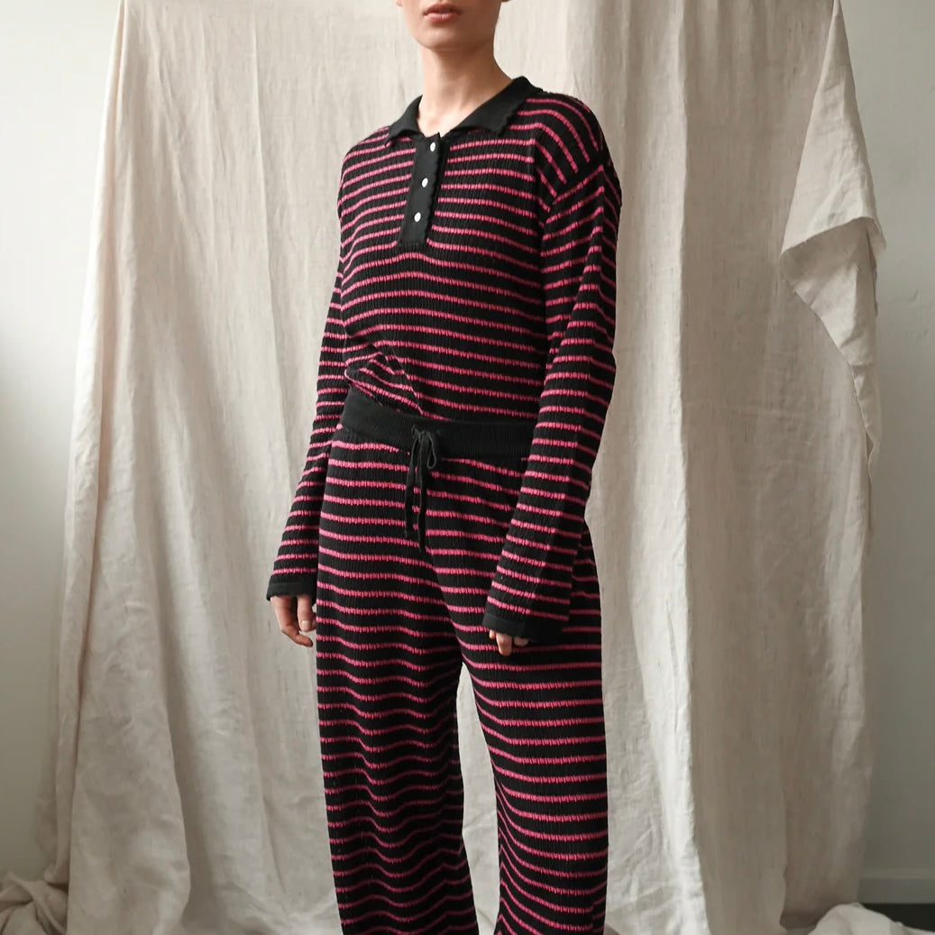 Nuria LS Polo, Black/Berry