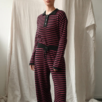 Nuria LS Polo, Black/Berry