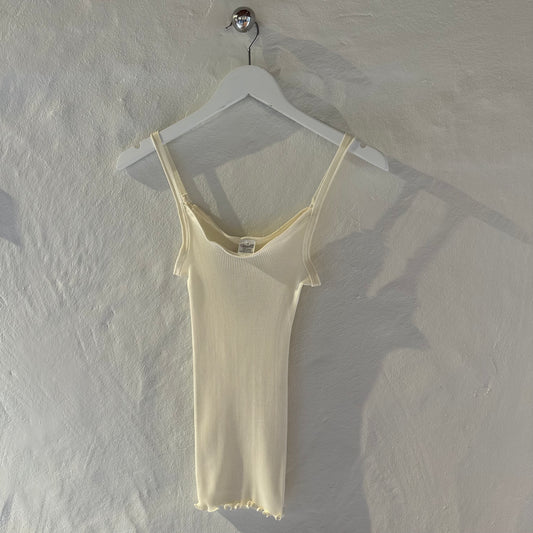 Uld & Silke Rib Top, Ivory 3440