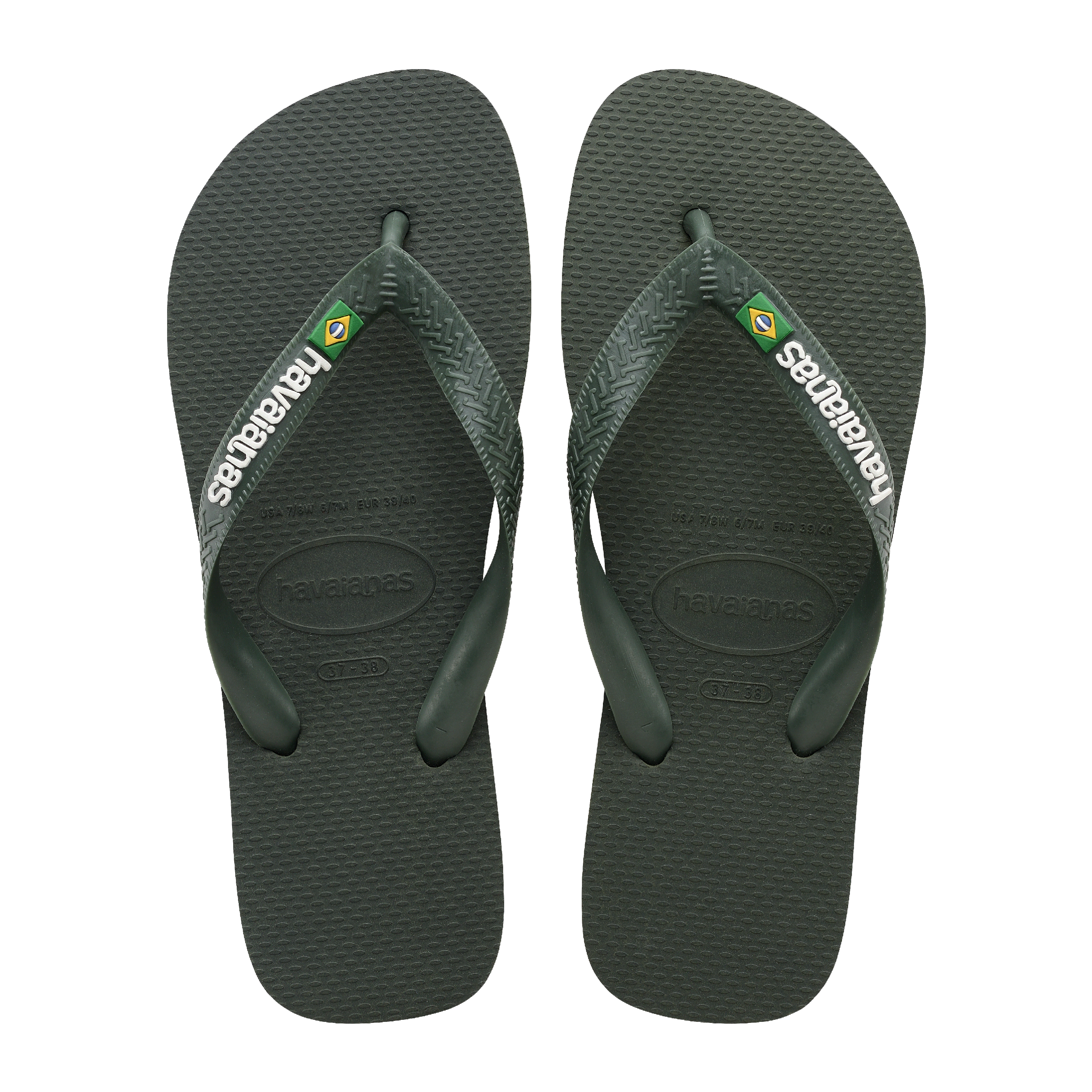 Slippers Brasil Logo, Green Olive