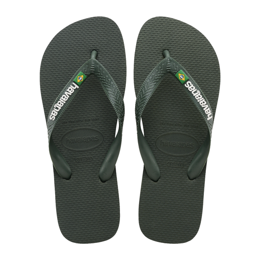 Slippers Brasil Logo, Green Olive