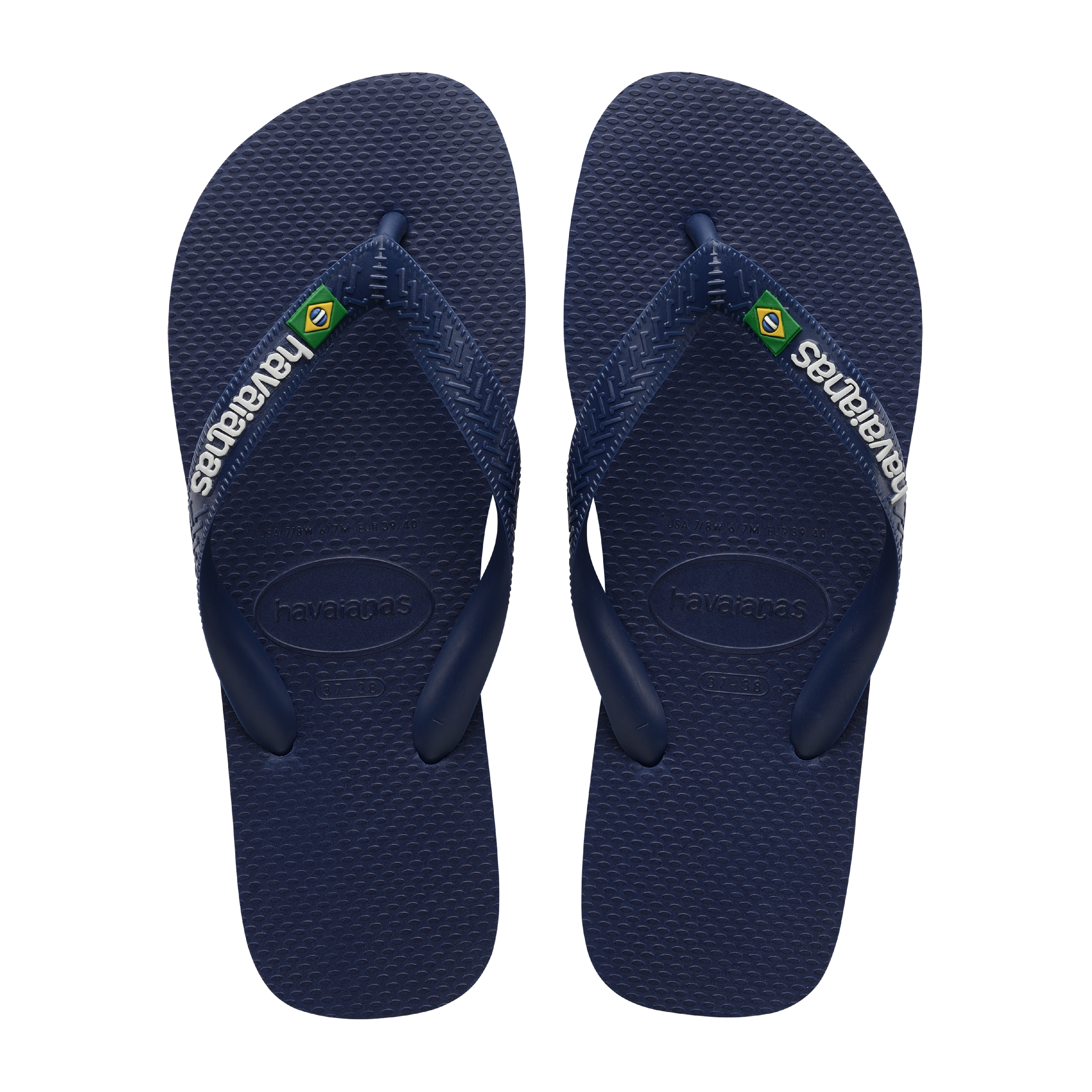 Slippers Brasil Logo, Navy Blue