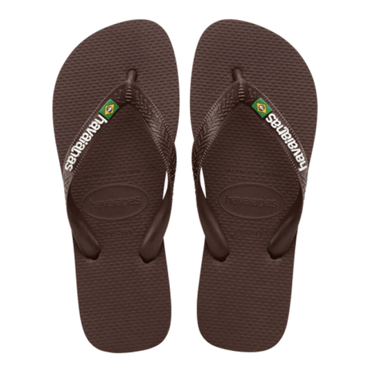 Slippers Brasil Logo, Brown/White