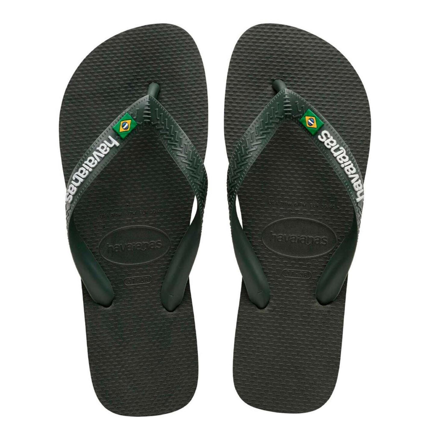 Slippers Brasil Logo, Green Olive
