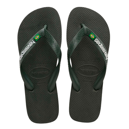 Slippers Brasil Logo, Green Olive