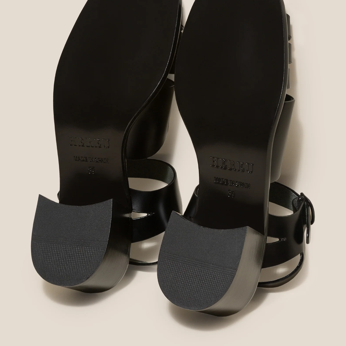 Ancora Squared Heeled Sandal, Black