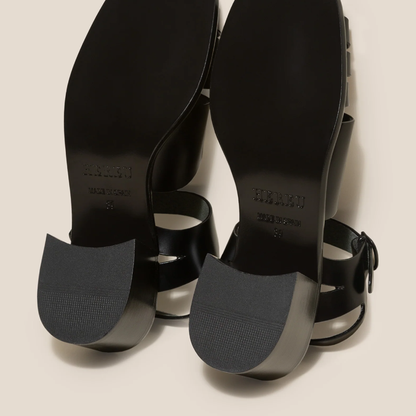 Ancora Squared Heeled Sandal, Black
