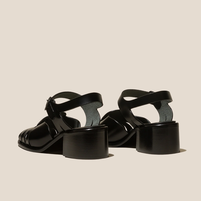 Ancora Squared Heeled Sandal, Black