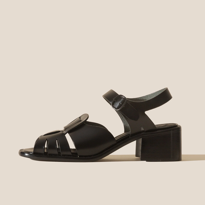 Ancora Squared Heeled Sandal, Black
