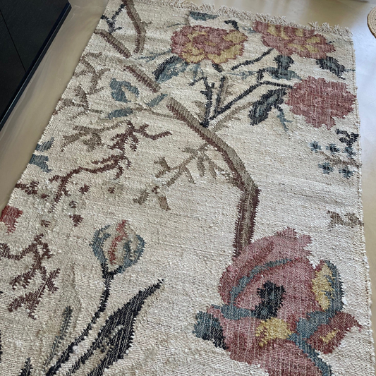 Gulvtæppe, Flower Jute Rug (120x180 cm)