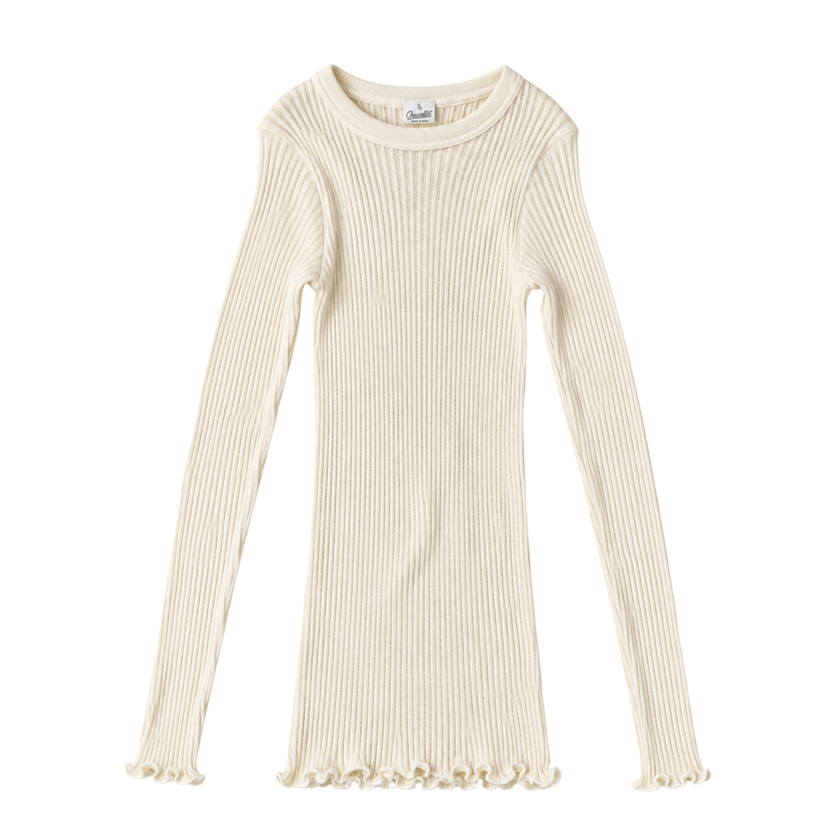 Uld & Silke Operatino Langærmet Top, Ivory 7496