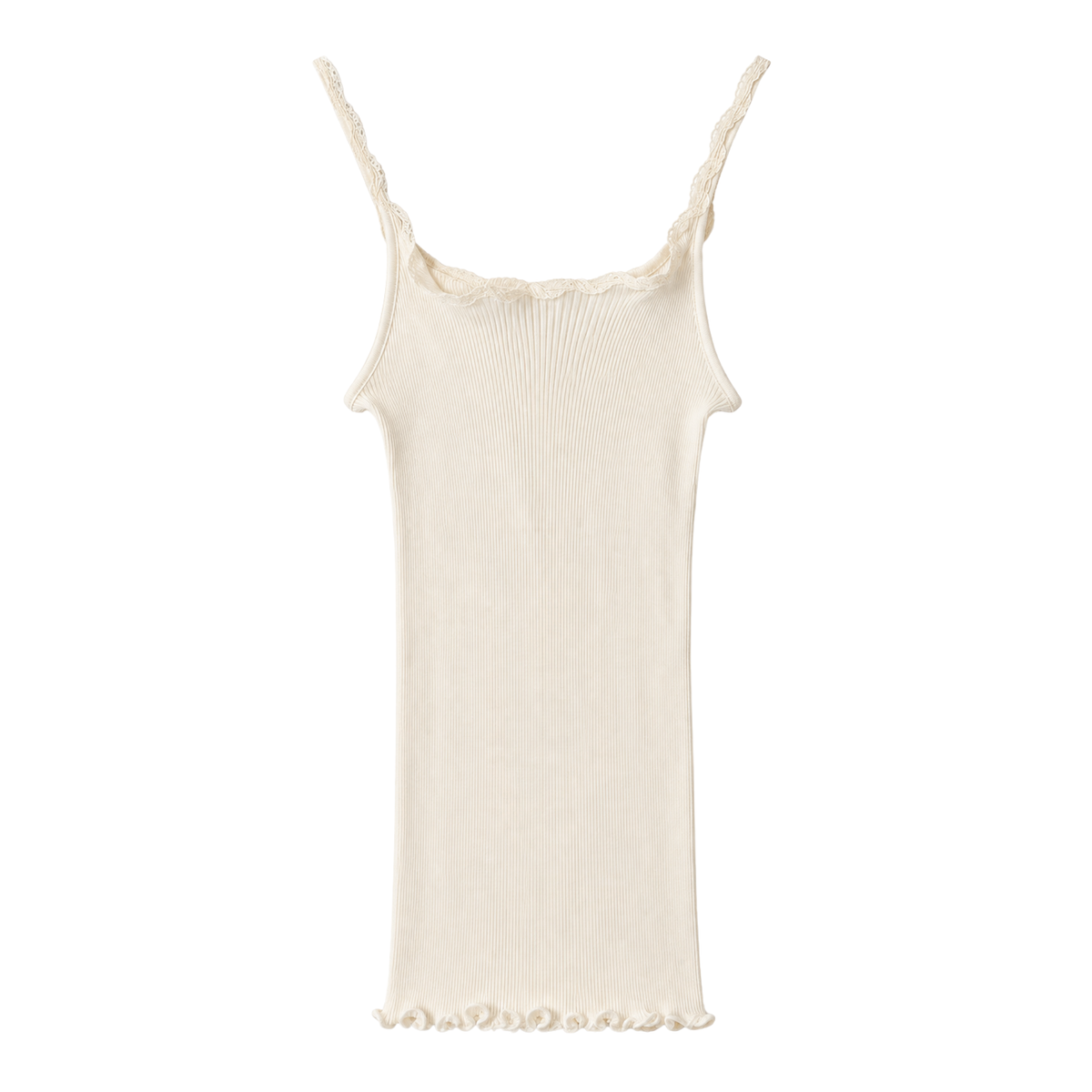Uld & Silke Camisole Rib Macrame Top, Ivory 7871